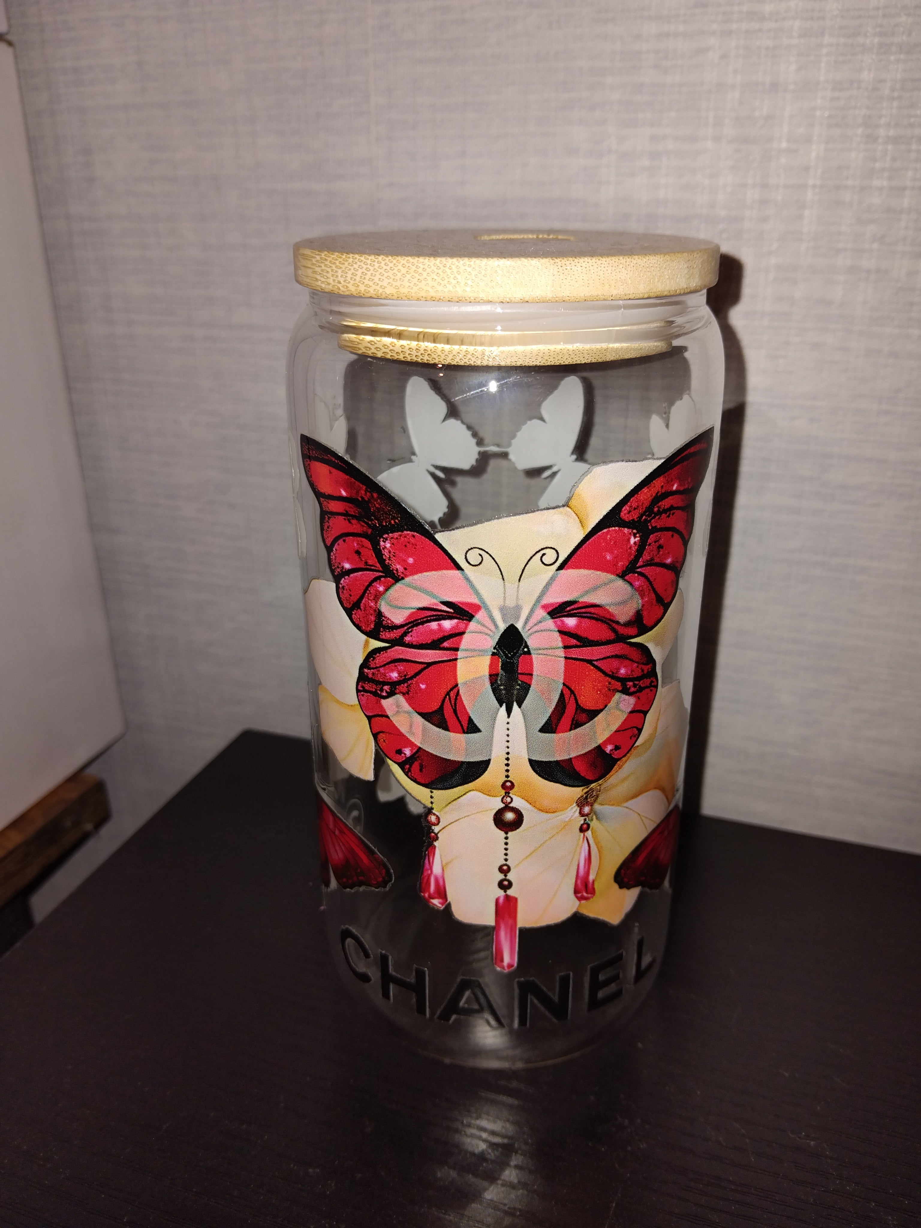 Chanel butterfly libby glass tumbler