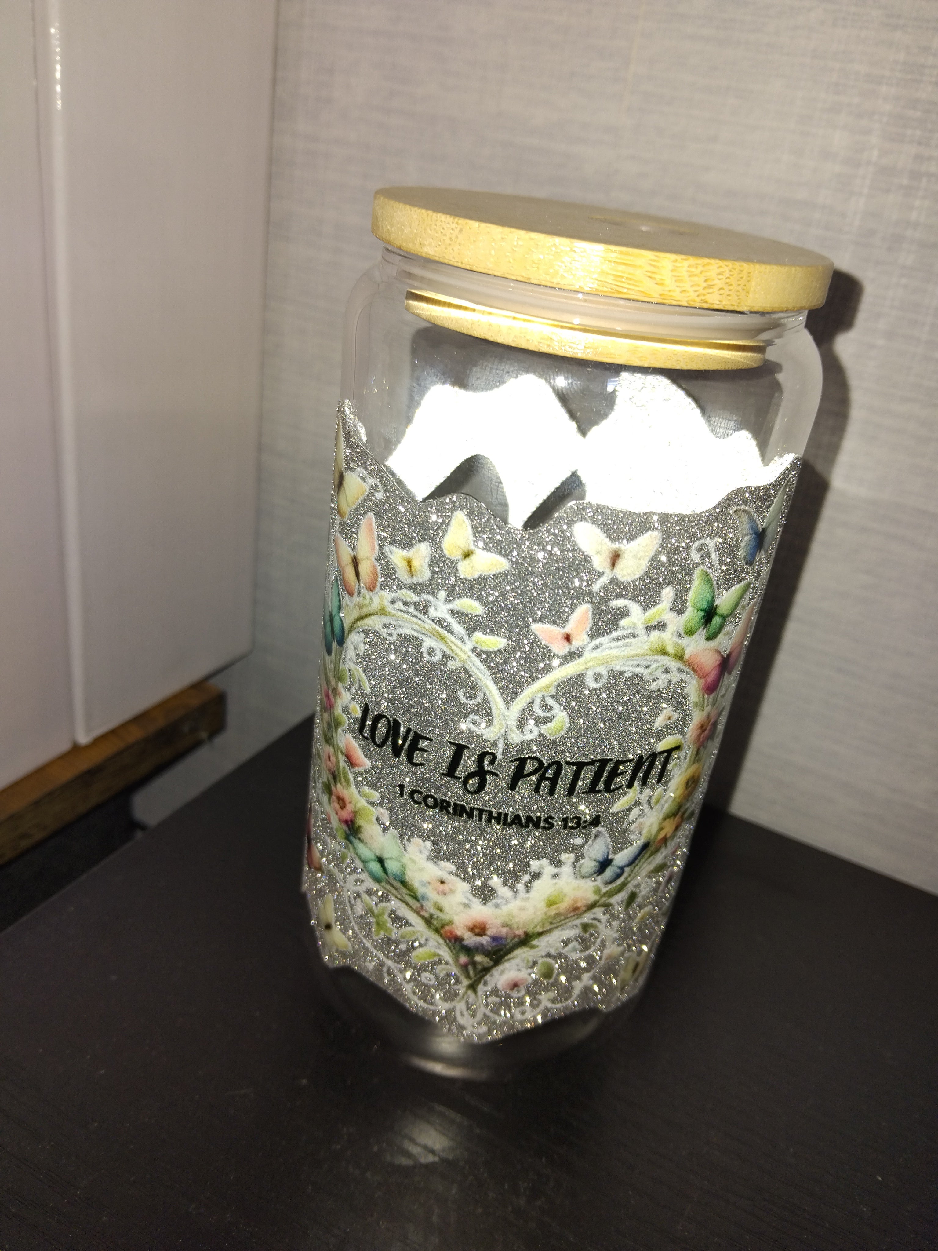 Glitter libby glass tumbler